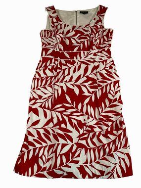 Tahari Petite Red White Floral Fit & Flare Dress Size 6P